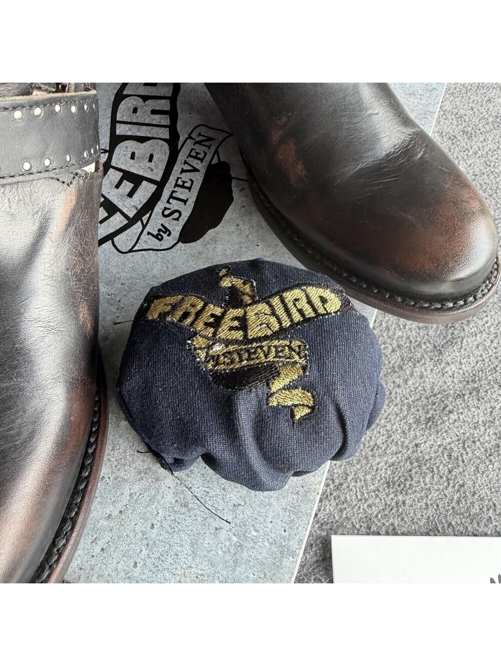 Freebird By Steven Belgium Boots Womens Size 9 Black Leather Studded Ankle - Picture 6 of 10